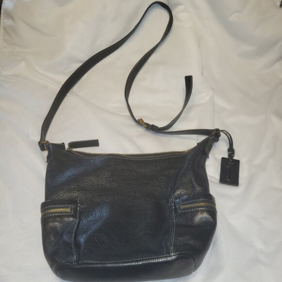 Vintage Fossil Emerson Bag Hobo Crossbody Black Pebble Leather Shoulder Bag Hand - Picture 2 of 16